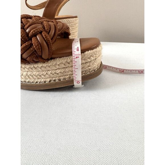Y2K Brown Platform Sandals 10 Braided Strap Chunky Heel Boho Indie Coastal - Picture 13 of 15